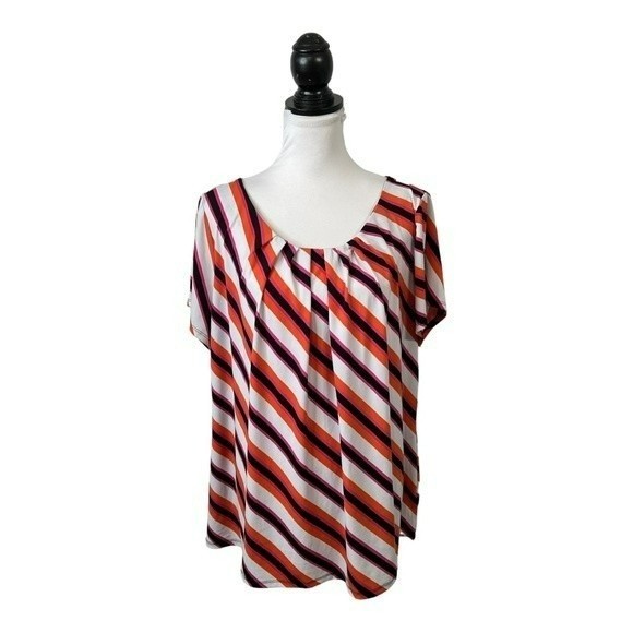 Worthington Tops - Worthington Blouse Plus Size 2X Multicolored Stripe Career Work Slinky Shirt Top